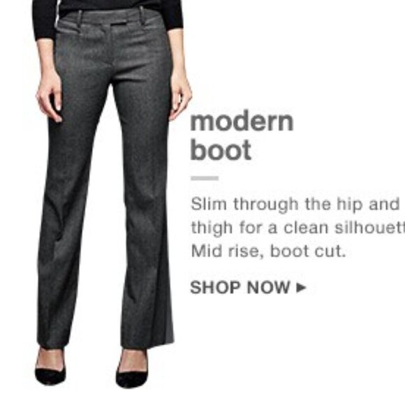 GAP Modern Boot Dress Pants Black, Dual Slit Pockets Size 8L - Picture 3 of 7